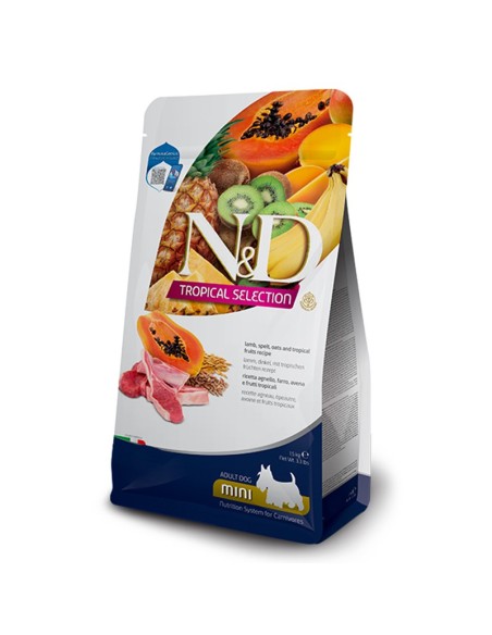 Farmina N&D Adult Mini Cane Agnello, Farro, Avena e Frutti Tropicali 1,5 Kg